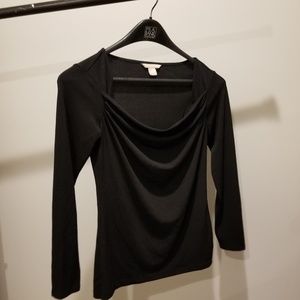 Drape boatneck black dress blouse